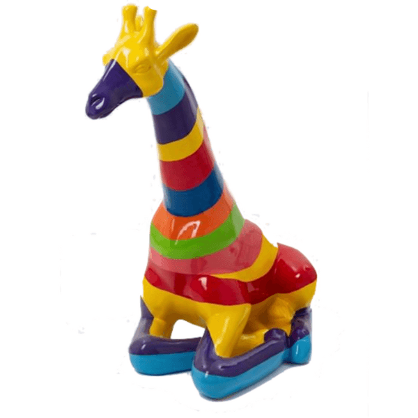 Sculpture Girafe en Résine 90 cm Multicolore – Swiss Sculpture - Swiss-sculpture.ch