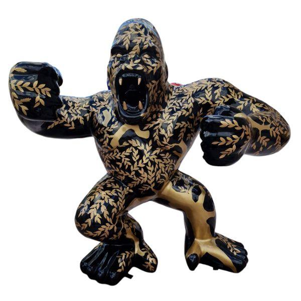 Sculpture Gorille XXL en Résine 120 cm Noir et Doré – Swiss Sculpture - Swiss-sculpture.ch