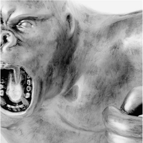 Sculpture Gorille XXL en Résine 190 cm Argenté Brillant – Swiss Sculpture - Swiss-sculpture.ch
