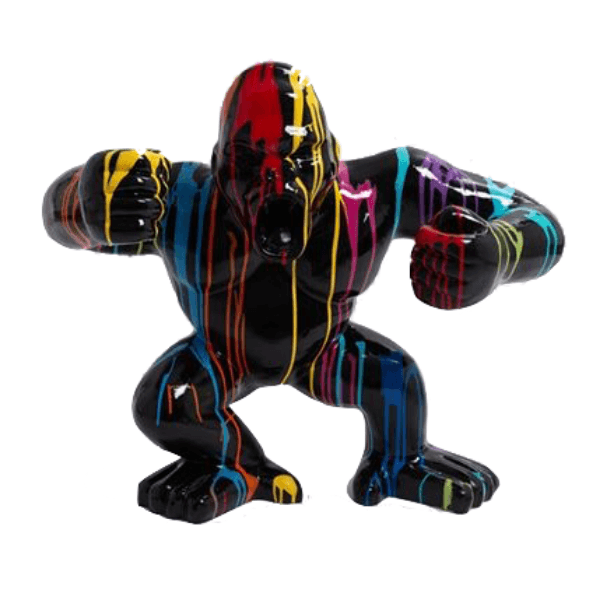 Sculpture Gorille 70 cm en Résine Noir Graffiti – Swiss Sculpture - Swiss-sculpture.ch