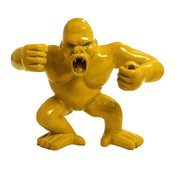 Sculpture Gorille en Résine 70 cm Jaune Brillant – Swiss Sculpture - Swiss-sculpture.ch
