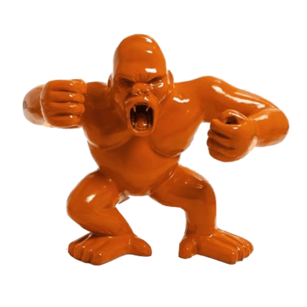 Sculpture Gorille en Résine 70 cm Orange Brillant – Swiss Sculpture - Swiss-sculpture.ch