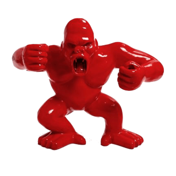 Sculpture Gorille en Résine 70 cm Rouge Vif – Swiss Sculpture - Swiss-sculpture.ch