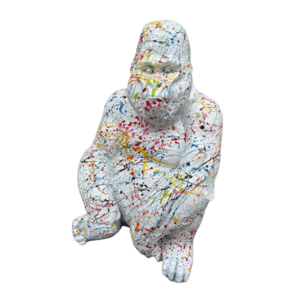 Sculpture Gorille en Résine 75 cm Blanc Graffiti – Swiss Sculpture - Swiss-sculpture.ch