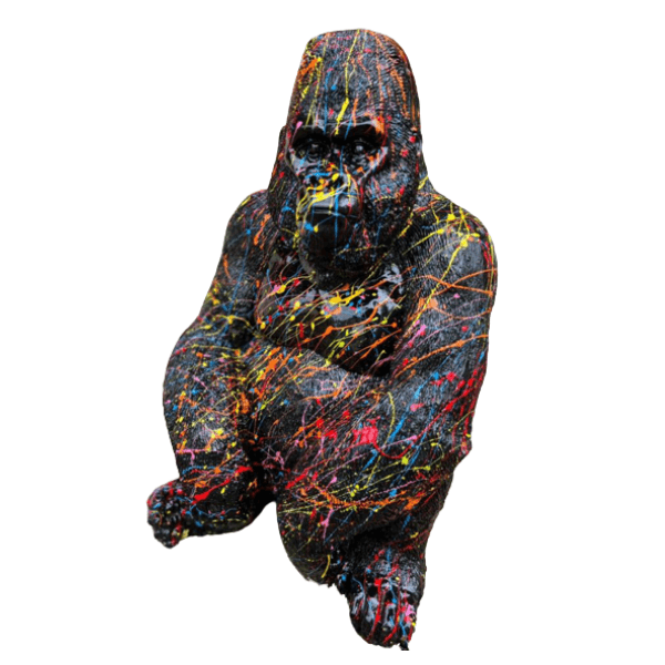 Sculpture Gorille Résine 75 cm Noir Graffiti – Swiss Sculpture - Swiss-sculpture.ch