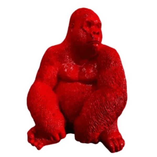 Sculpture Gorille en Résine 75 cm Rouge Brillant – Swiss Sculpture - Swiss-sculpture.ch
