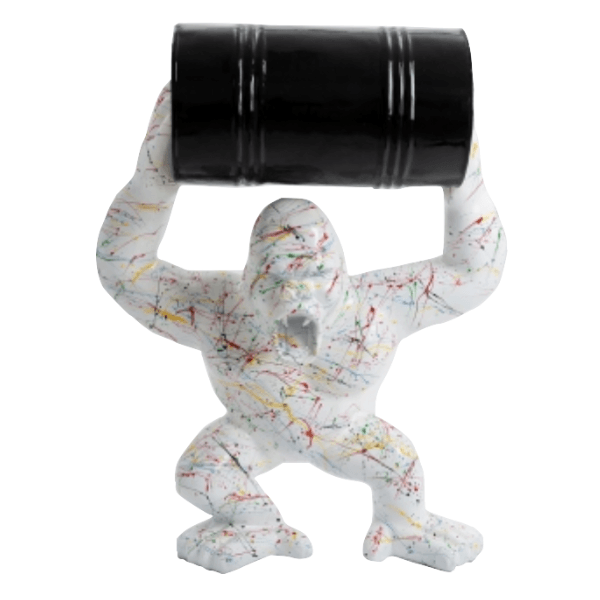 Sculpture Gorille XXL en Résine 100 cm Blanc Graffiti – Swiss Sculpture - Swiss-sculpture.ch