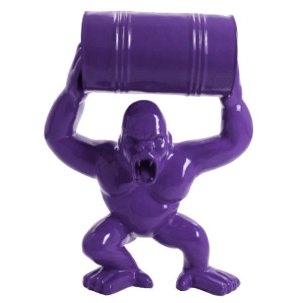 Sculpture Gorille XXL en Résine 100 cm Violet – Swiss Sculpture - Swiss-sculpture.ch