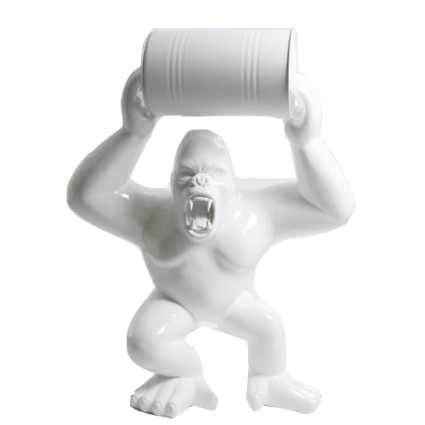 Sculpture Gorille XXL en Résine 140 cm Blanc Mat – Swiss Sculpture - Swiss-sculpture.ch