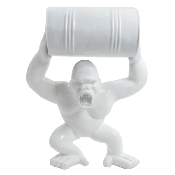 Sculpture Gorille Résine 40 cm Blanc Mat – Swiss Sculpture - Swiss-sculpture.ch