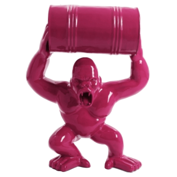 Sculpture Gorille 40 cm en Résine Rose Fuchsia – Swiss Sculpture - Swiss-sculpture.ch