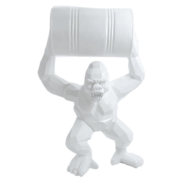 Sculpture Gorille XXL en Résine 135 cm Blanc Mat – Swiss Sculpture - Swiss-sculpture.ch