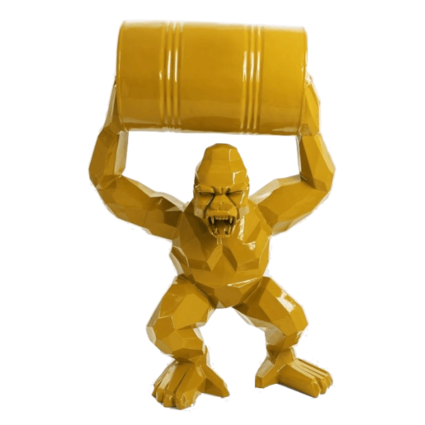 Sculpture Gorille XXL en Résine 135 cm Jaune Mat – Swiss Sculpture - Swiss-sculpture.ch