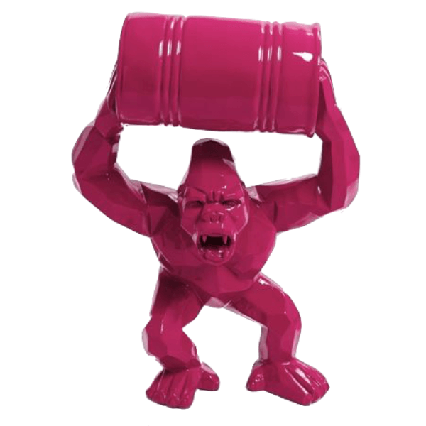 Sculpture Gorille en Résine 70 cm Rose Fuchsia – Swiss Sculpture - Swiss-sculpture.ch