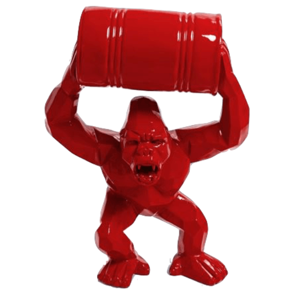 Sculpture Gorille en Résine 95 cm Rouge – Swiss Sculpture - Swiss-sculpture.ch