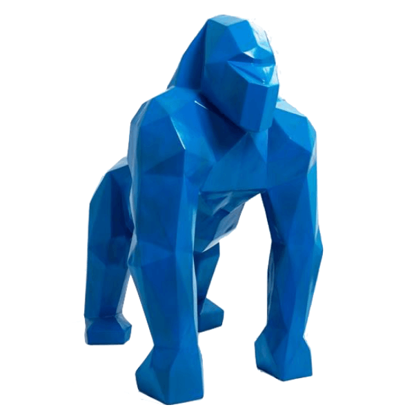Sculpture Gorille Résine 40 cm Bleu Brillant – Swiss Sculpture - Swiss-sculpture.ch