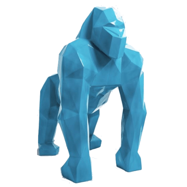 Sculpture Gorille 40 cm en Résine Bleu Ciel – Swiss Sculpture - Swiss-sculpture.ch