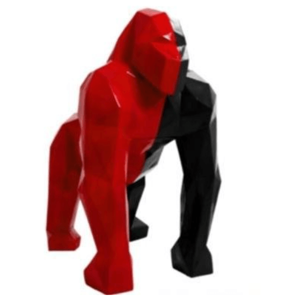 Sculpture Gorille Résine 40 cm Noir et Rouge – Swiss Sculpture - Swiss-sculpture.ch