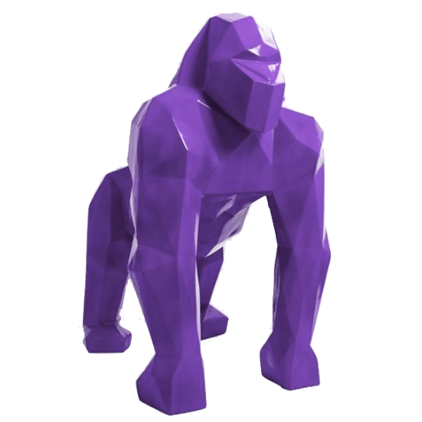 Sculpture Gorille 40 cm en Résine Violet Brillant – Swiss Sculpture - Swiss-sculpture.ch