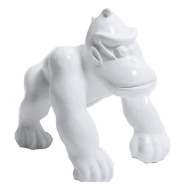 Sculpture Gorille Résine 40 cm Blanc Mat – Swiss Sculpture - Swiss-sculpture.ch