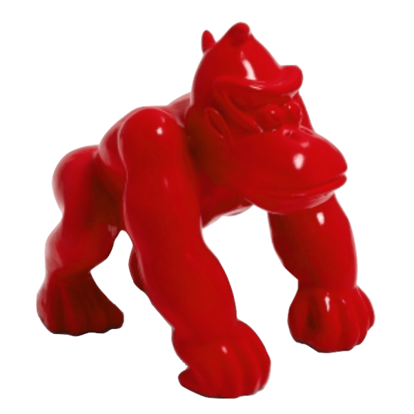 Sculpture Gorille en Résine 40 cm Rouge Brillant – Swiss Sculpture - Swiss-sculpture.ch