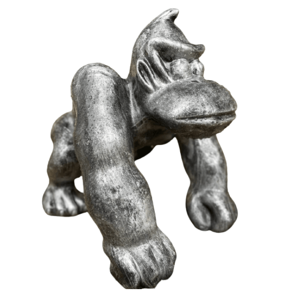 Sculpture Gorille en Résine 70 cm Argenté – Swiss Sculpture - Swiss-sculpture.ch