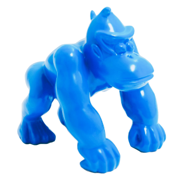 Sculpture Gorille en Résine 70 cm Bleu Ciel – Swiss Sculpture - Swiss-sculpture.ch