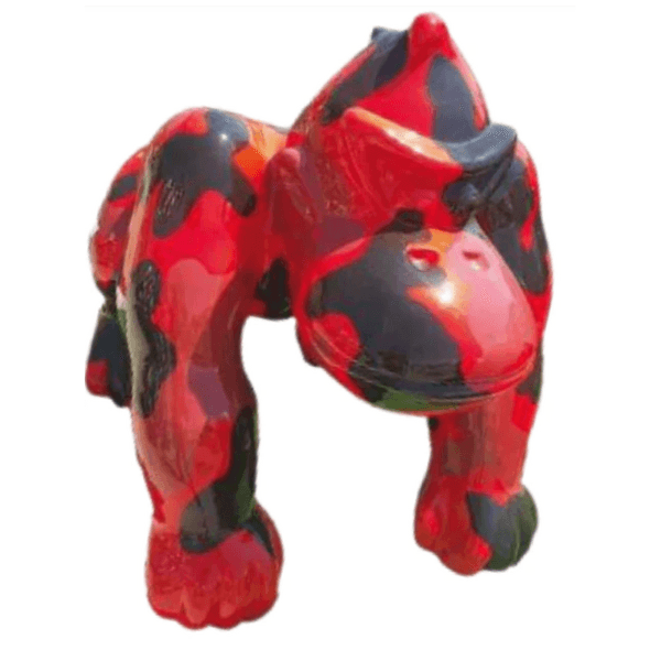 Sculpture Gorille Militaire 70 cm en Résine Rouge et Noir – Swiss Sculpture - Swiss-sculpture.ch