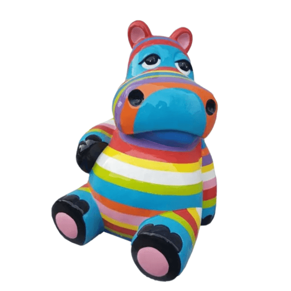 Sculpture Hippopotame XXL 100 cm en Résine Multicolore – Swiss Sculpture - Swiss-sculpture.ch
