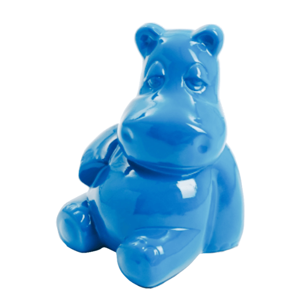 Sculpture Hippopotame XXL en Résine 100 cm Bleu Ciel – Swiss Sculpture - Swiss-sculpture.ch