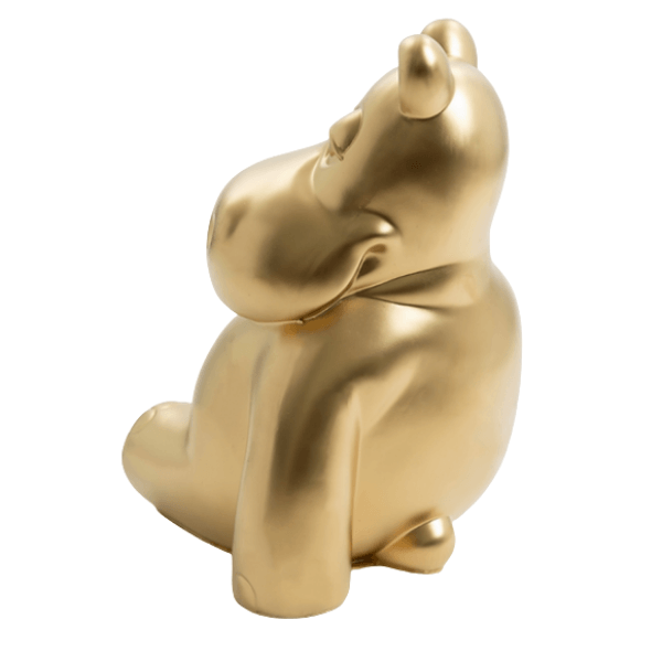 Sculpture Hippopotame XXL 100 cm Résine Dorée Brillante – Swiss Sculpture - Swiss-sculpture.ch