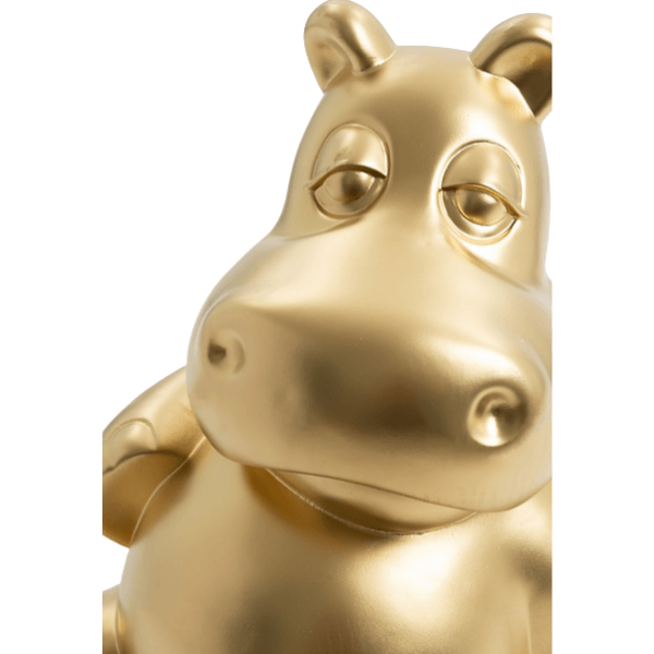 Sculpture Hippopotame XXL 100 cm Résine Dorée Brillante – Swiss Sculpture - Swiss-sculpture.ch