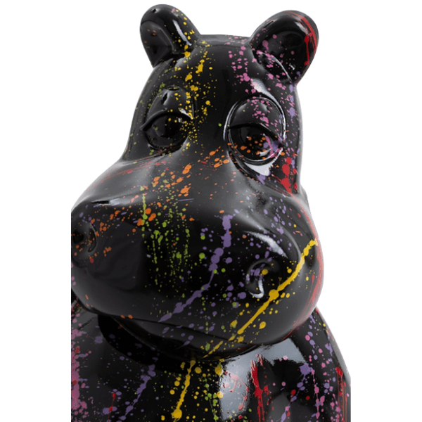 Sculpture Hippopotame XXL en Résine 100 cm Noir Graffiti – Swiss Sculpture - Swiss-sculpture.ch