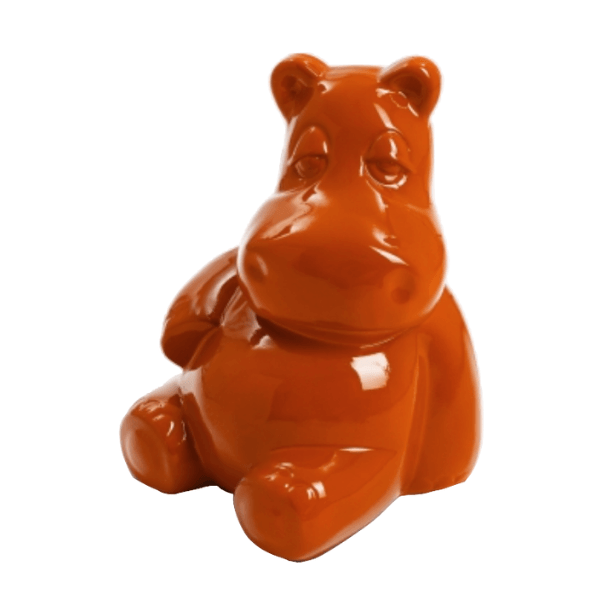 Sculpture Hippopotame XXL 100 cm Résine Orange – Swiss Sculpture - Swiss-sculpture.ch