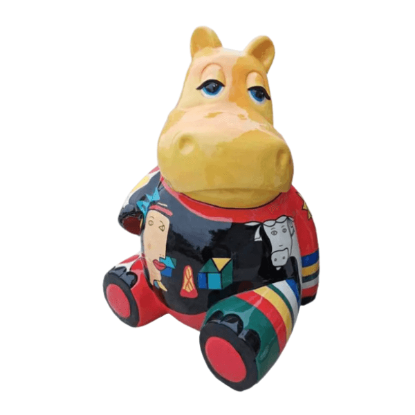 Sculpture Hippopotame XXL en Résine 100 cm Multicolore – Swiss Sculpture - Swiss-sculpture.ch