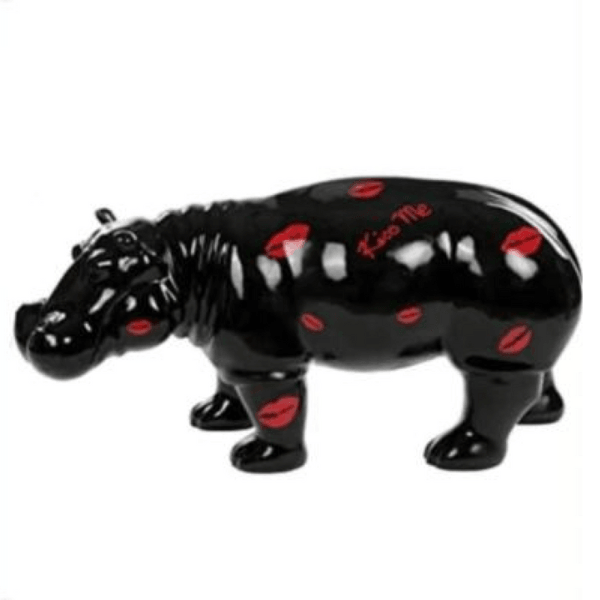 Sculpture Hippopotame XXL en Résine 180 cm Noir et Or – Swiss Sculpture - Swiss-sculpture.ch