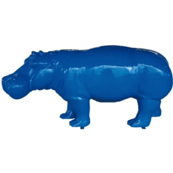 Sculpture Hippopotame XXL en Résine 180 cm Bleu Brillant – Swiss Sculpture - Swiss-sculpture.ch