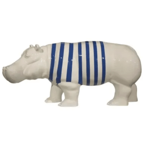 Sculpture Hippopotame XXL en Résine 180 cm Bleu Marin Brillant – Swiss Sculpture - Swiss-sculpture.ch