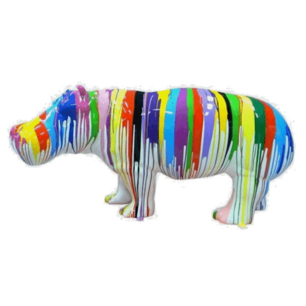 Sculpture Hippopotame XXL en Résine 180 cm Multicolore – Swiss Sculpture - Swiss-sculpture.ch