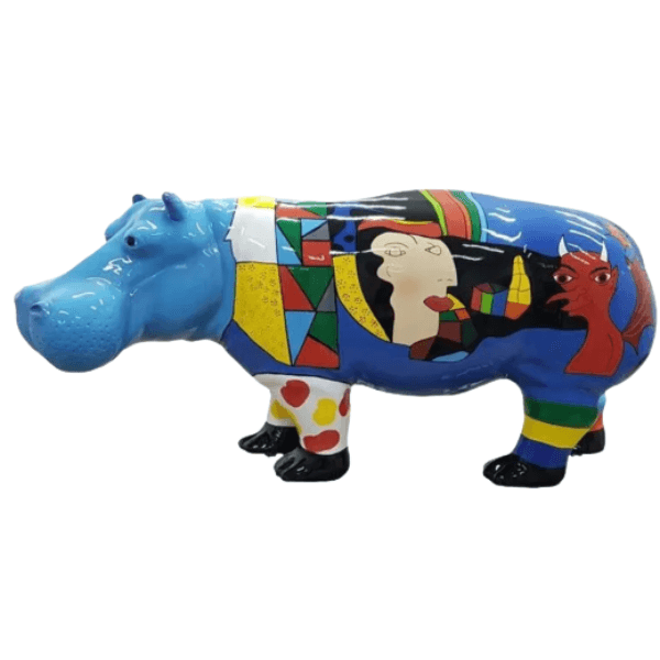 Sculpture Hippopotame XXL en Résine 180 cm Multicolore – Swiss Sculpture - Swiss-sculpture.ch