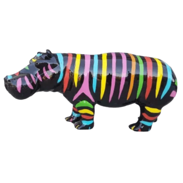 Sculpture Hippopotame XXL en Résine 180 cm Réglisse Brillante – Swiss Sculpture - Swiss-sculpture.ch