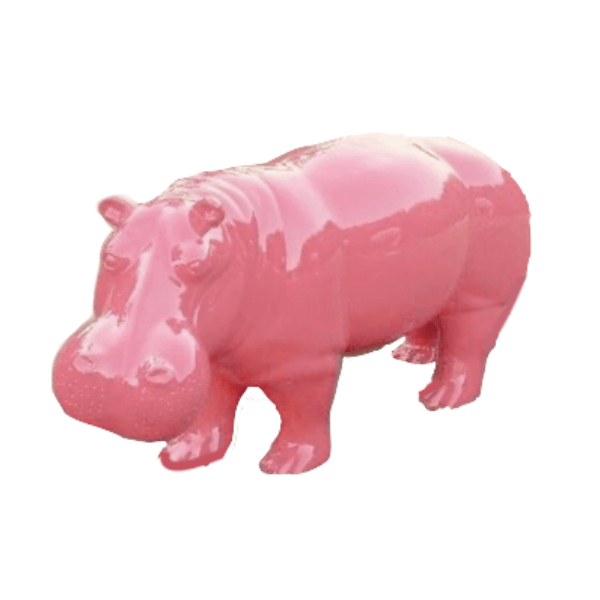 Sculpture Hippopotame XXL 180 cm Résine Rose Clair – Swiss Sculpture - Swiss-sculpture.ch