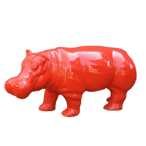 Sculpture Hippopotame XXL en Résine 180 cm Rouge – Swiss Sculpture - Swiss-sculpture.ch
