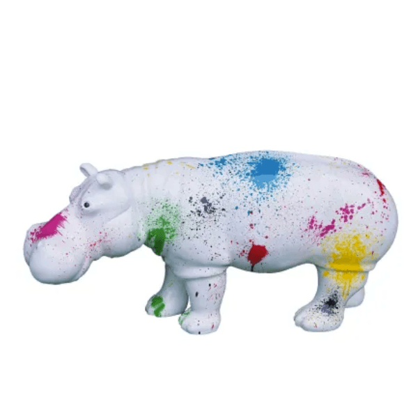 Sculpture Hippopotame XXL en Résine 180 cm Tie and Dye Multicolore – Swiss Sculpture - Swiss-sculpture.ch