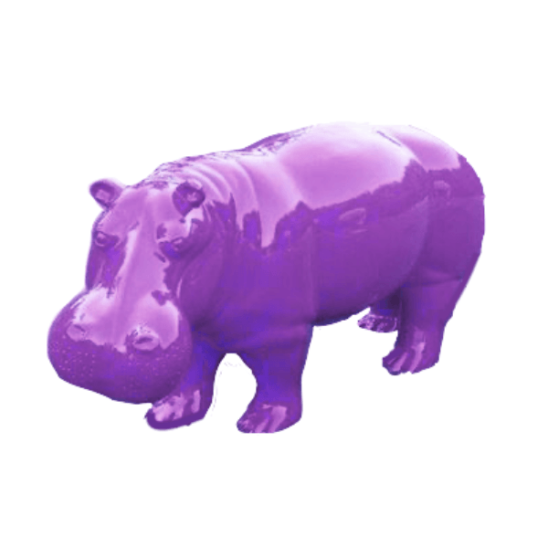 Sculpture Hippopotame XXL 180 cm en Résine Violet – Swiss Sculpture - Swiss-sculpture.ch