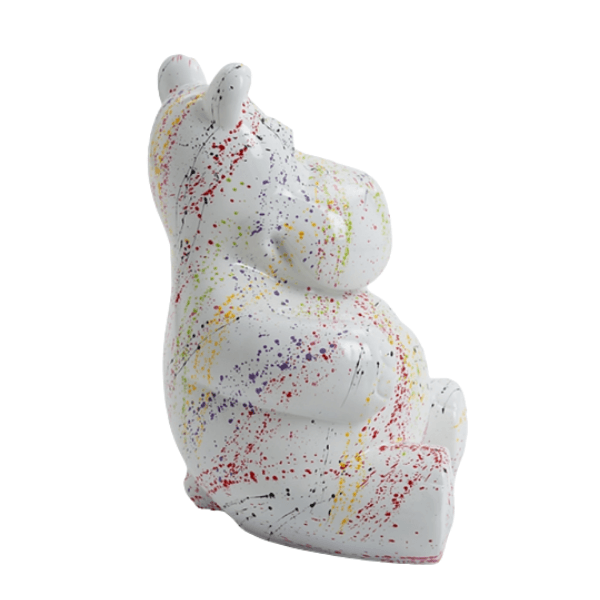 Sculpture Hippopotame 50 cm Résine Blanc Graffiti – Swiss Sculpture - Swiss-sculpture.ch