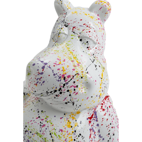 Sculpture Hippopotame 50 cm Résine Blanc Graffiti – Swiss Sculpture - Swiss-sculpture.ch