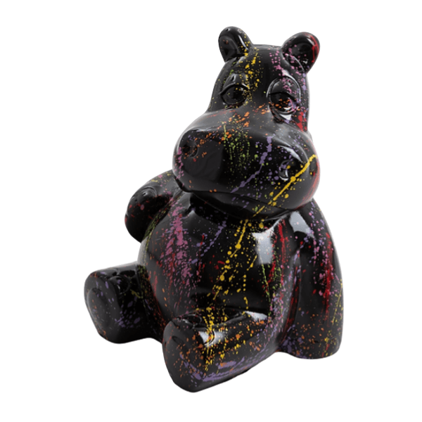 Sculpture Hippopotame 50 cm Résine Noir Graffiti – Swiss Sculpture - Swiss-sculpture.ch