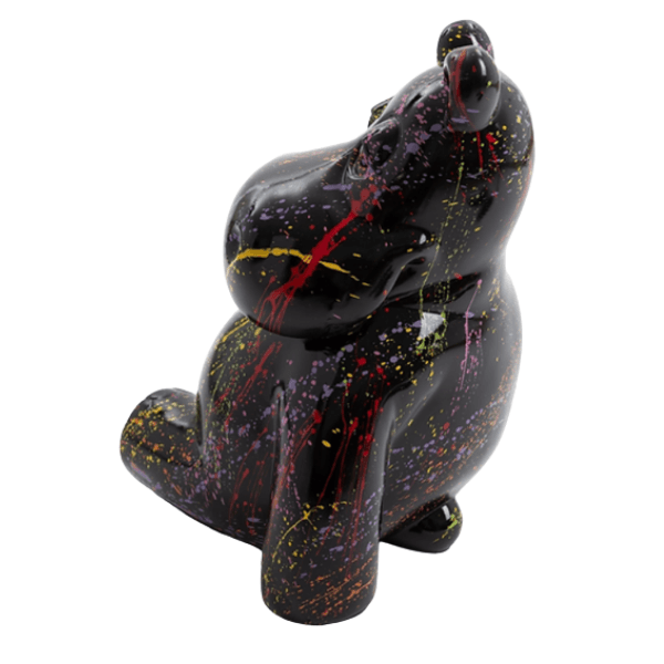 Sculpture Hippopotame 50 cm Résine Noir Graffiti – Swiss Sculpture - Swiss-sculpture.ch