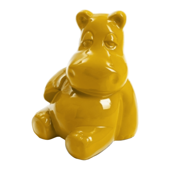 Sculpture Hippopotame en Résine 50 cm Jaune – Swiss Sculpture - Swiss-sculpture.ch